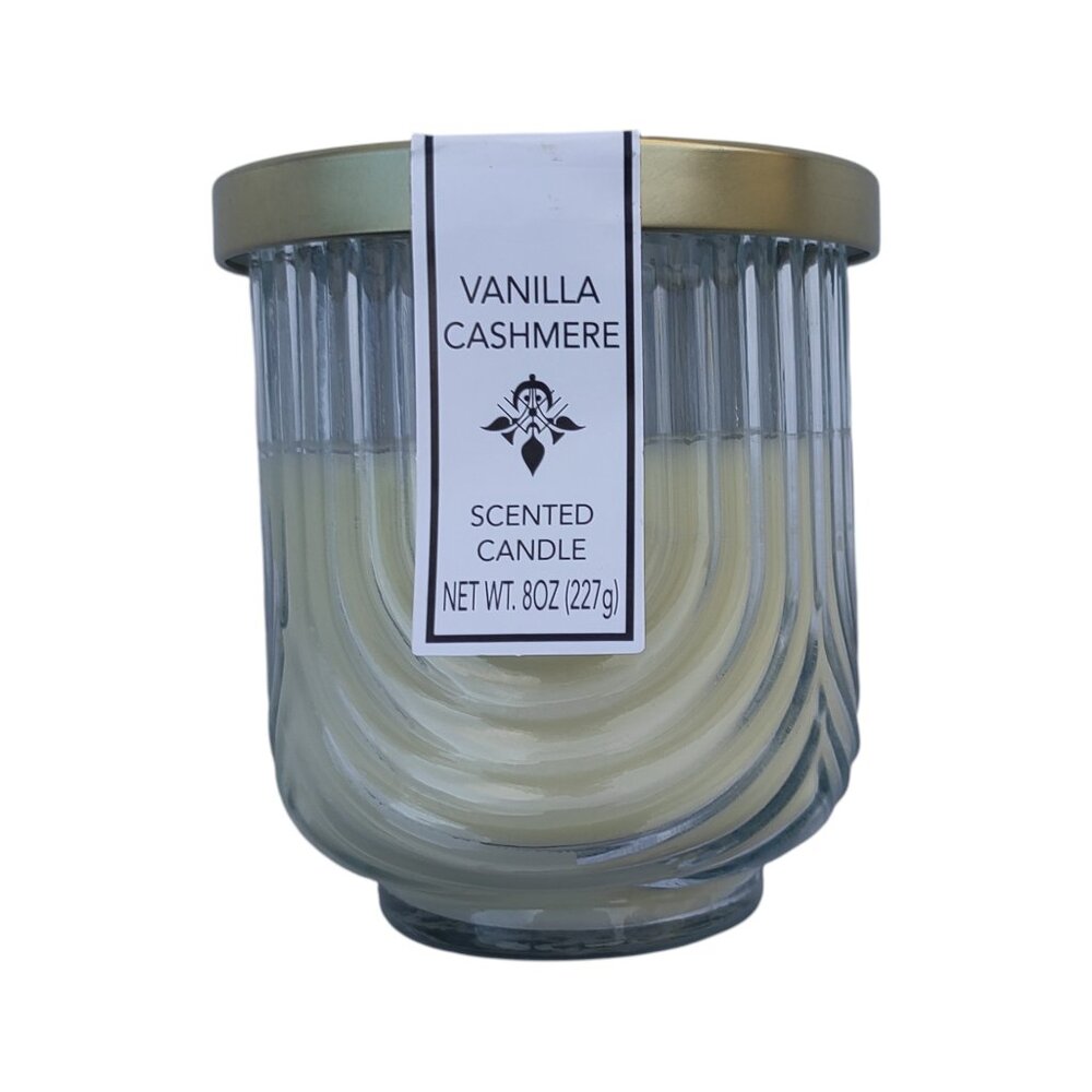Vanilla Cashmere Scented Candle 8oz Glass Patterned Jar